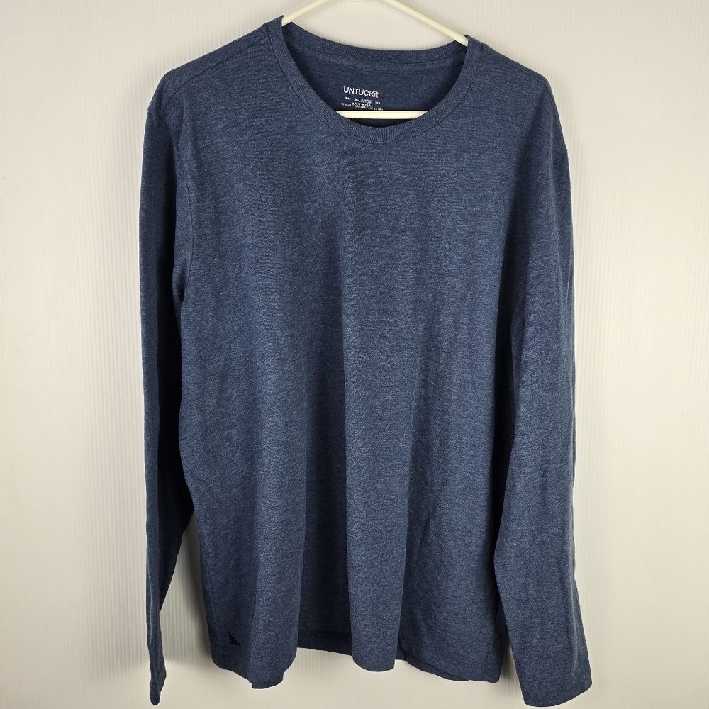 Untuckit Aston Shirt Size XLarge Long Sleeve T-Shirt Blue Cotton Men Classic